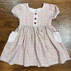 Swoon Baby Clothing Girls Ditsy Floral Dainty Bow Pink Pocket Dress 3T